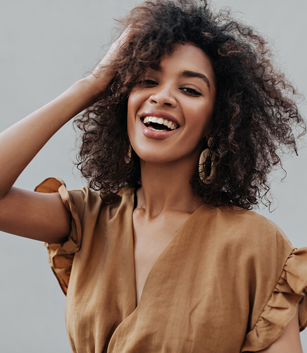 Woman touching her hair