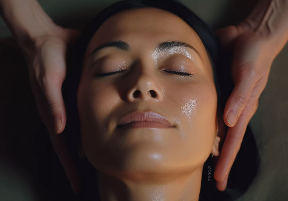 Woman getting a a facial treatment