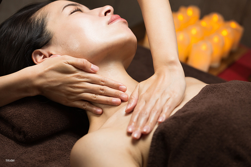 Woman getting a neck massage